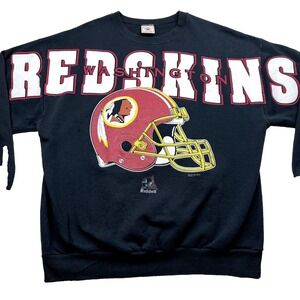 Vtg Rare Redskins Huge Spell out Helmet Graphic Sweater 2XL Delta 50/50 Made USA